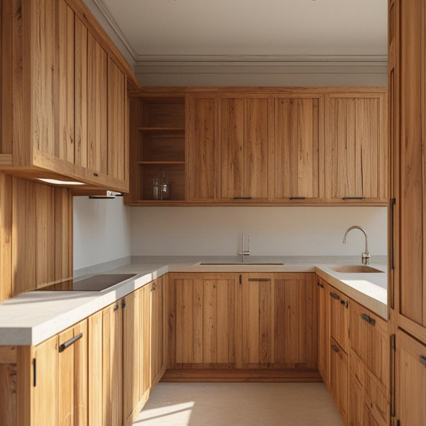 Affordable rustic wooden kitchen for South Delhi home