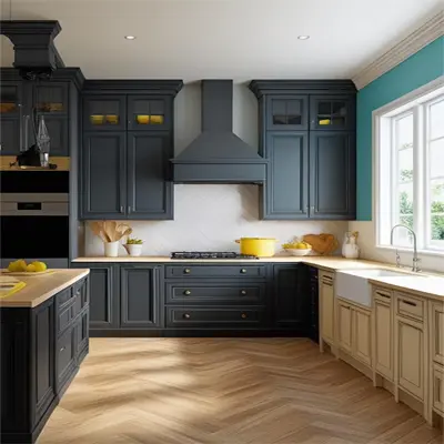 l shaped modular kitchen with best color combination