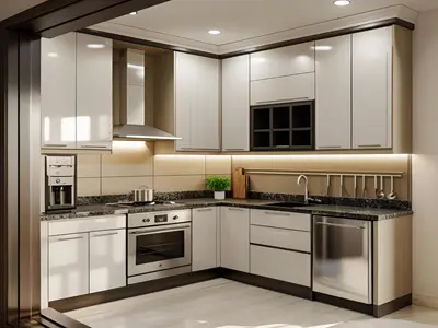 compact l shaped modular kitchen design layout