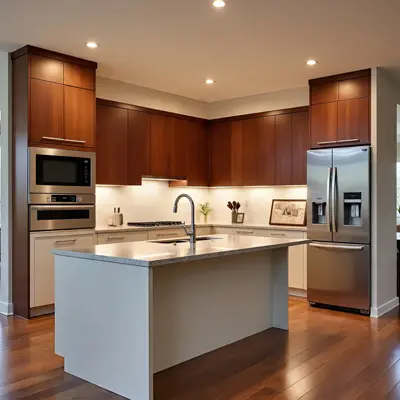 Luxury u shaped kitchen with glossy finish