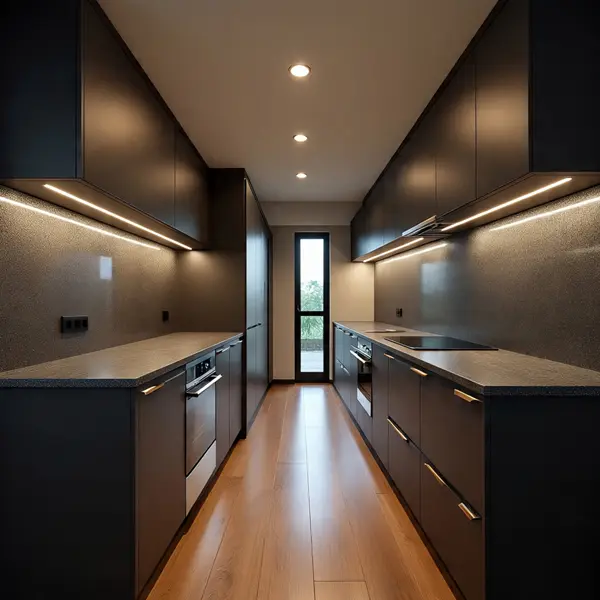 Compact Parallel Modular Kitchen Designs with 72-hour installation