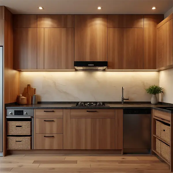 Wooden Finish Modular Kitchen Ideas in India 2025