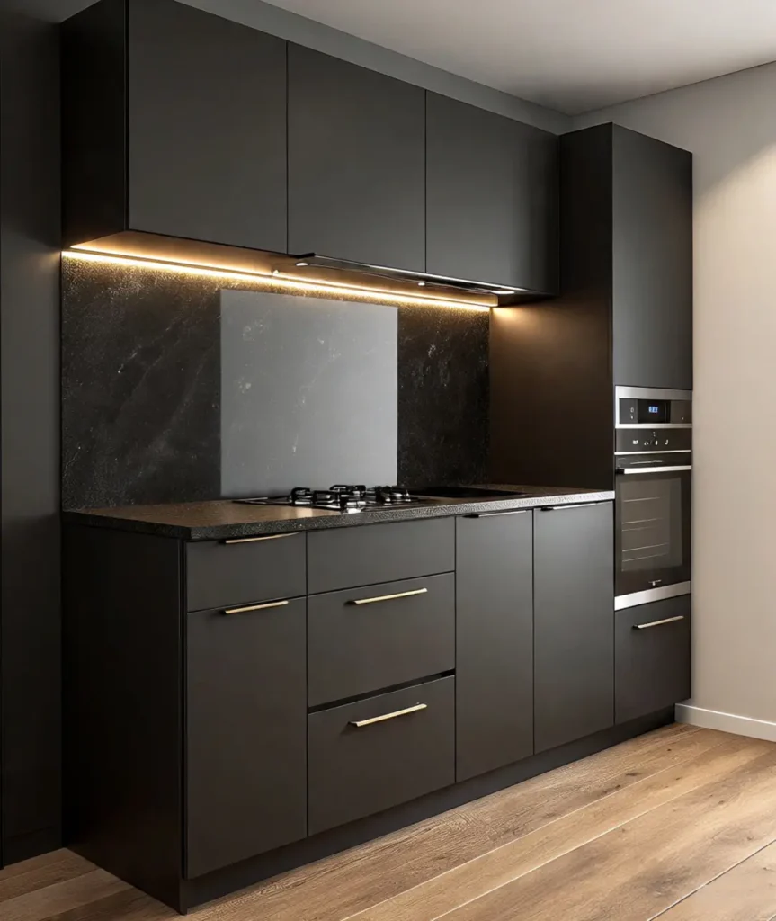 Small modular kitchen layout in Delhi apartment