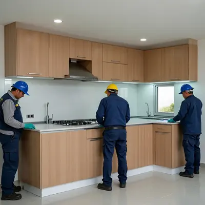 modular kitchen for flats in Delhi – 3D design preview