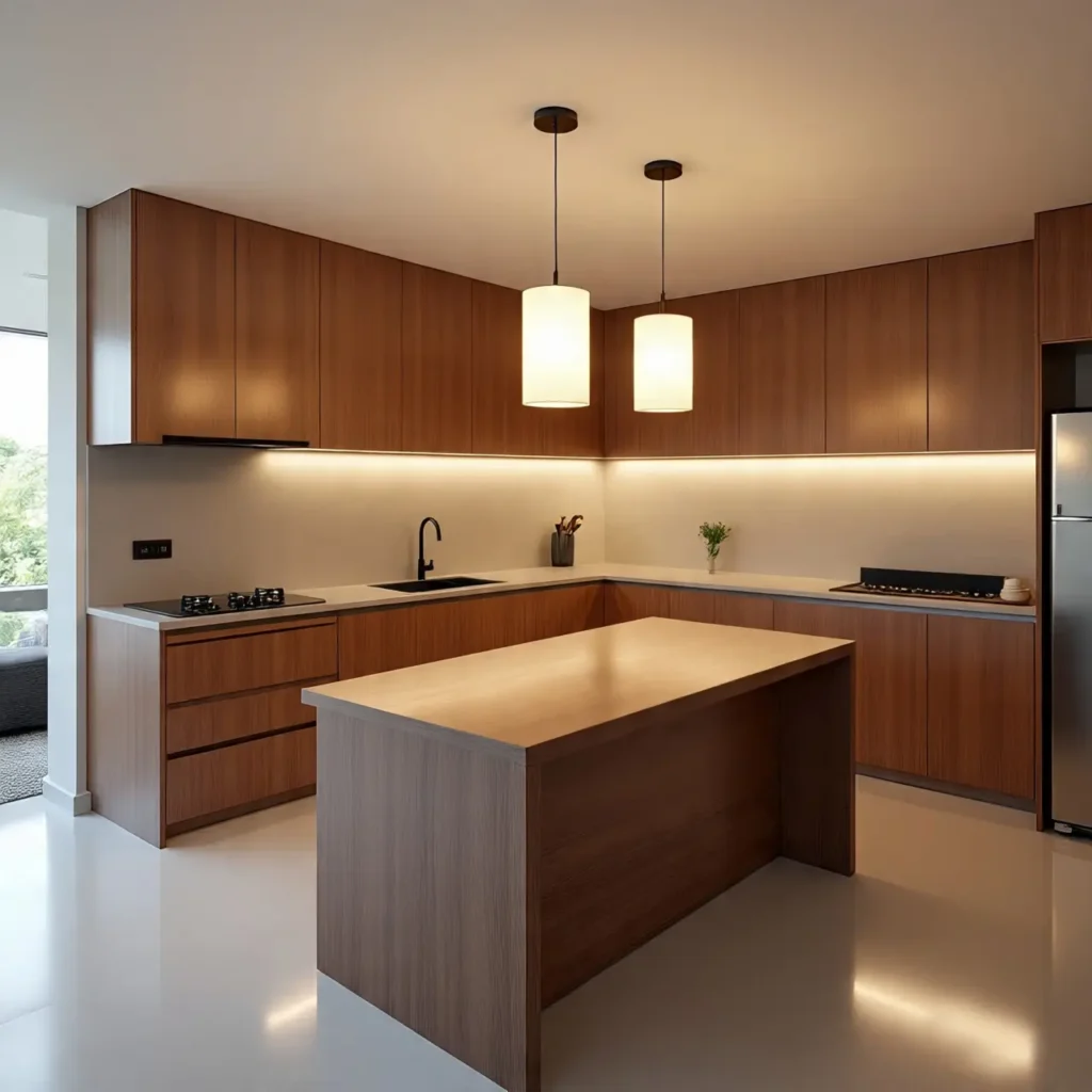 L-Shaped Island Modular Kitchen