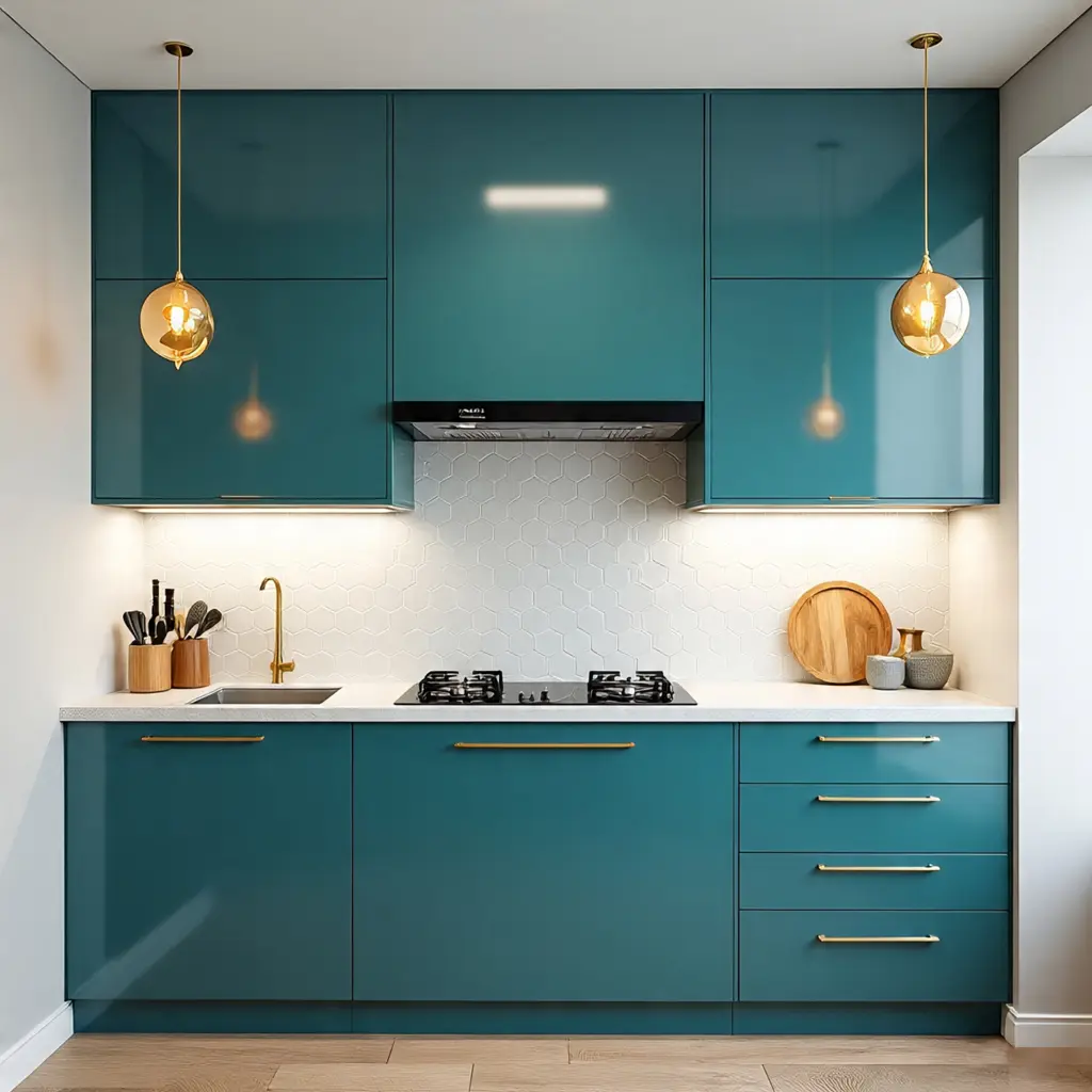 Wooden Modular Kitchen Straight Cabinet Layout