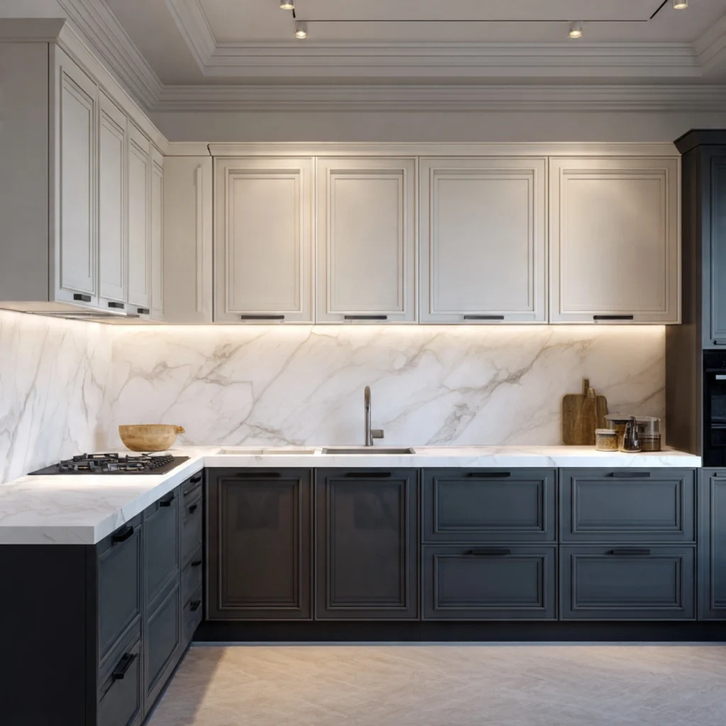 premium pu finish L shaped kitchen gurgaon