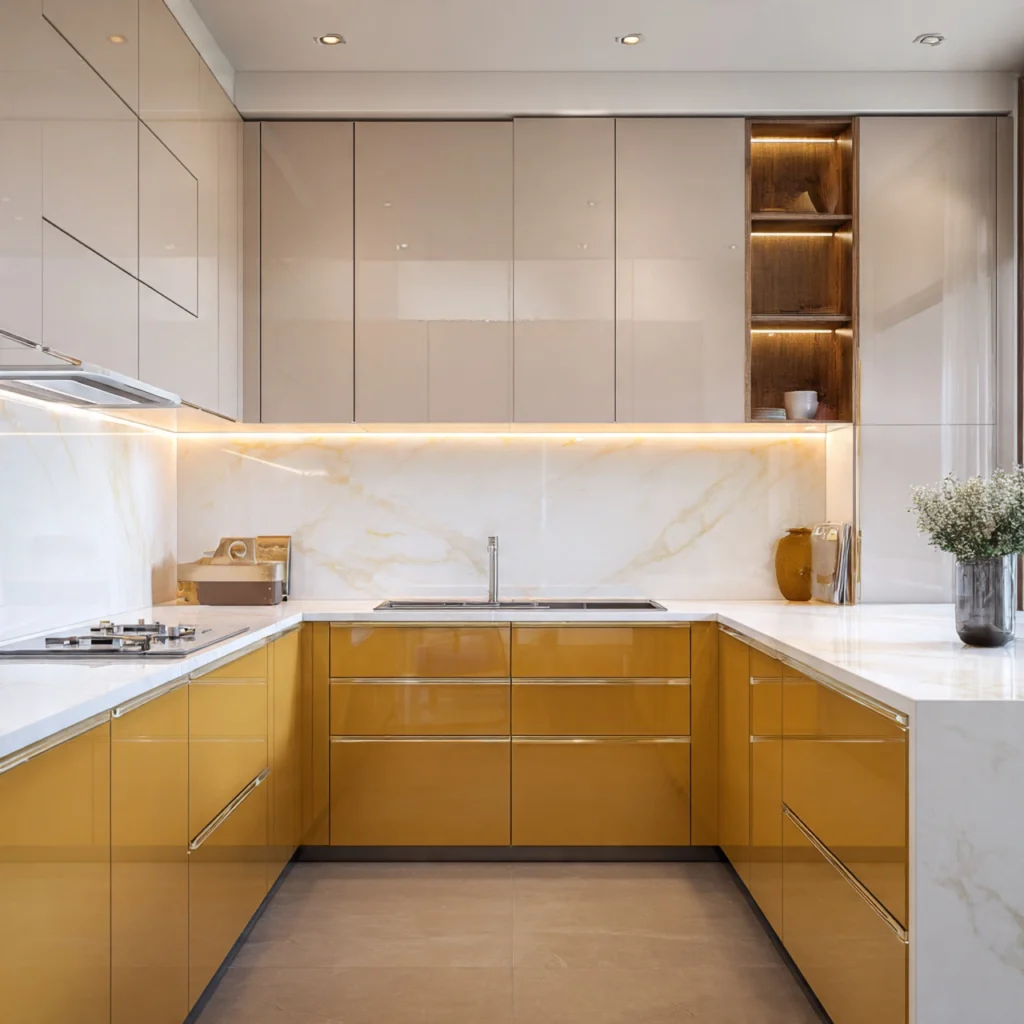 acrylic finish modular kitchen cabinet